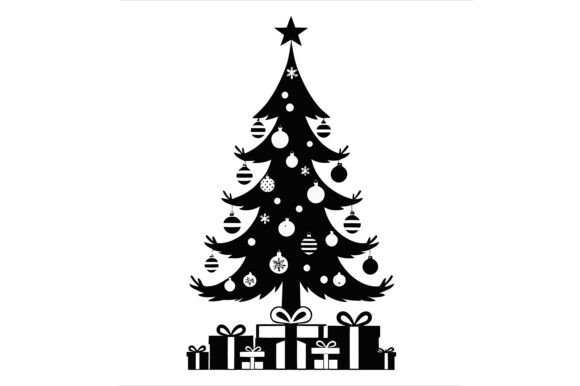 Black and White Christmas Tree Design
