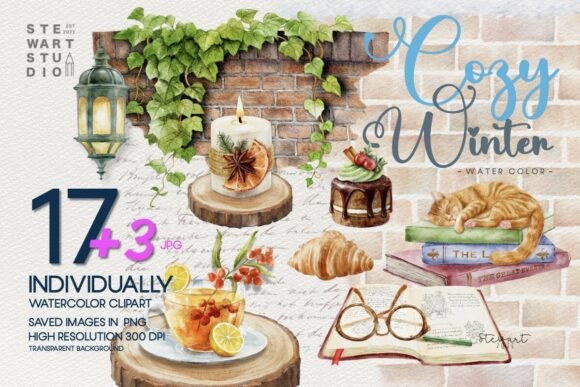 Cozy Winter Watercolor Clipart