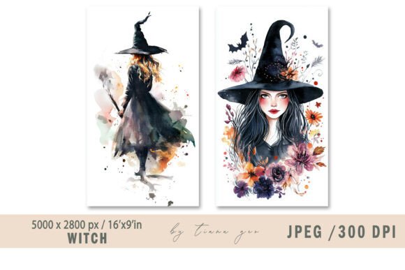 Cute Watercolor Witch Illustration for Design