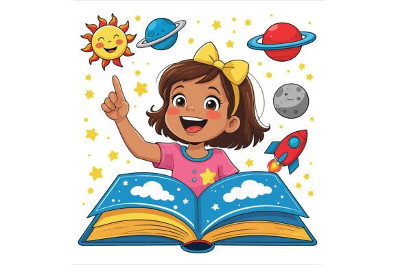 Little Girl Reading a Book About Space: A Visual Anchor for Modern Creativity