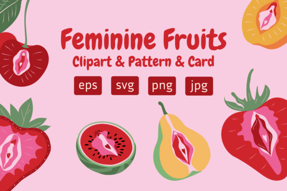 Redefining Visual Narratives with the Feminine Fruits Clipart Collection