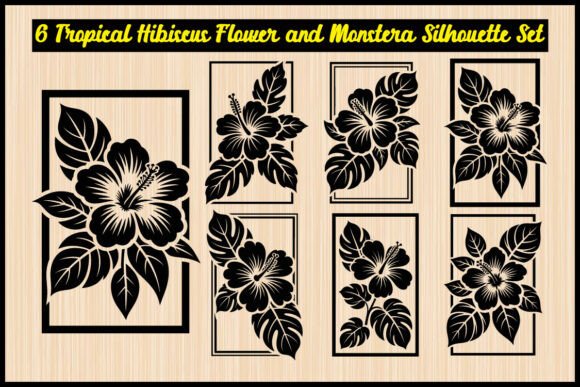 Tropical Leaf and Flower Silhouette Set