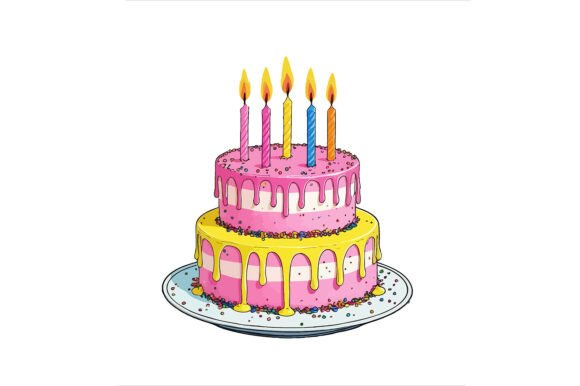 Vector Art of a Two Tiered Birthday Cake