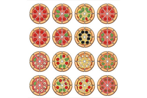 Vector Art of Assorted Pizza Slice