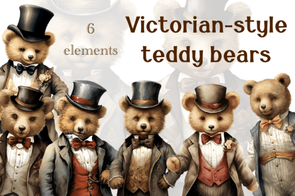 Victorian-Style Teddy Bear Clip Art: A Timeless Design Resource