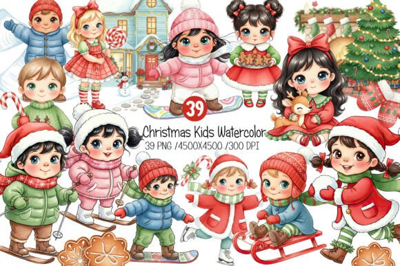 Watercolor Christmas Kids Clipart: A Strategic Asset for Seasonal Branding