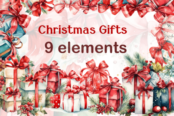 Watercolor Clip Art of Christmas Gifts: A Creative Resource for Designers and Makers